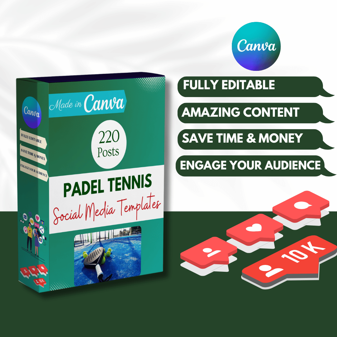 Padel Tennis Social Media Canva Templates 220 Pack
