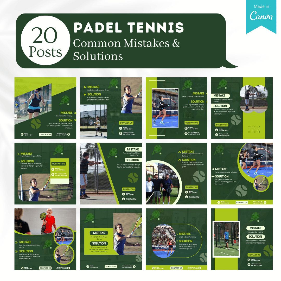 Padel Tennis Social Media Canva Templates 220 Pack
