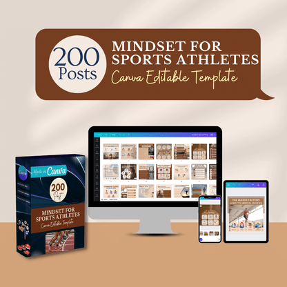 Mindset for Sports Athletes Canva Social Media Templates 200 Pack