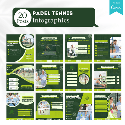 Padel Tennis Social Media Canva Templates 220 Pack